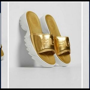 Gold Fila Slides